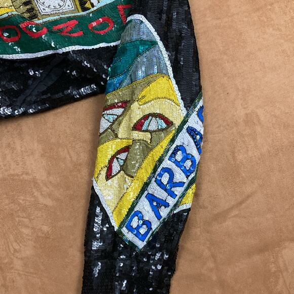 10-12 Vintage Lillie Rubin Sequined Beaded  All over the world Jacket - Picture 5 of 12